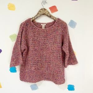 M Sundance Pink Crochet Knit Wool Sweater
